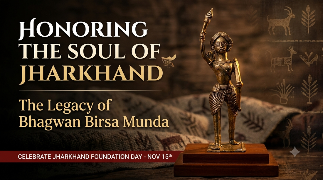 Honoring Dharti Aaba: Celebrate Jharkhand Foundation Day with an Authentic Handcrafted Brass Statue of Birsa Munda