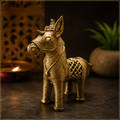 Handmade Dokra Horse Figurine – Traditional Tribal Brass Art (3 x 4 Inch)