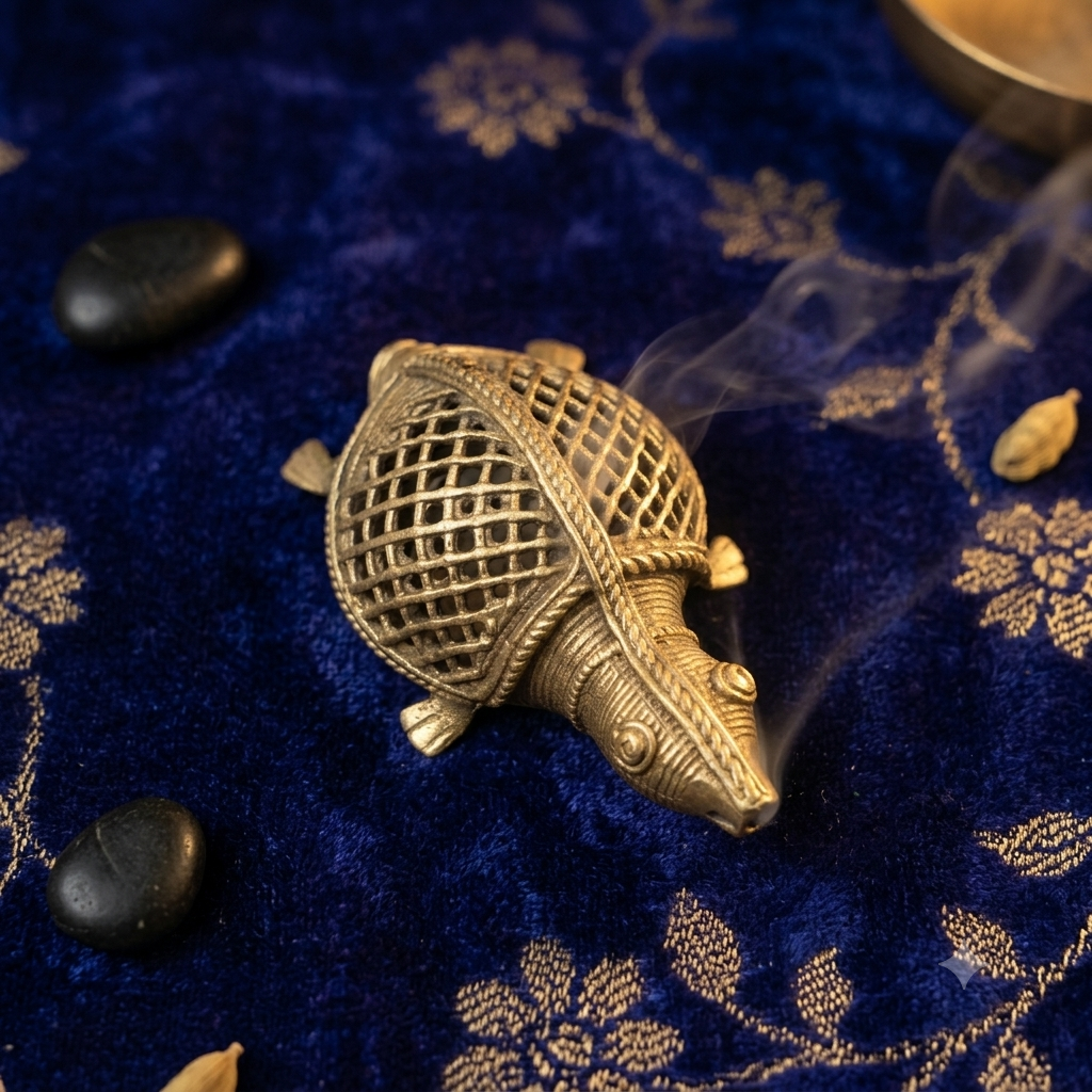 Handcrafted Brass Turtle Figurine | Dhokra Tribal Art | Handmade Brass Decor