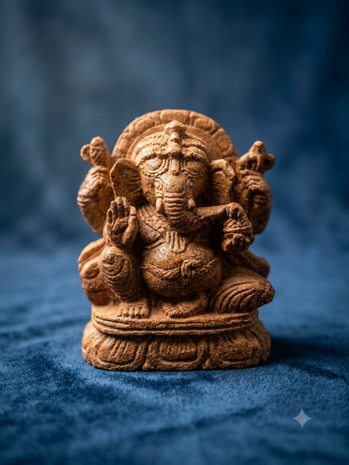 8 Inch Handcrafted Sandstone Lord Ganesha Statue | Natural Stone Ganesh Idol for Home Temple & Décor