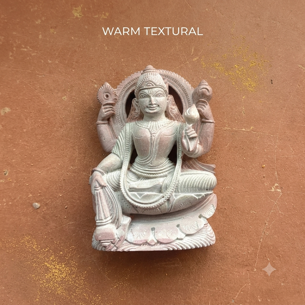 3 Inch Handcrafted Red Stone Goddess Lakshmi Idol | Mini Stone Statue for Home Temple & Décor