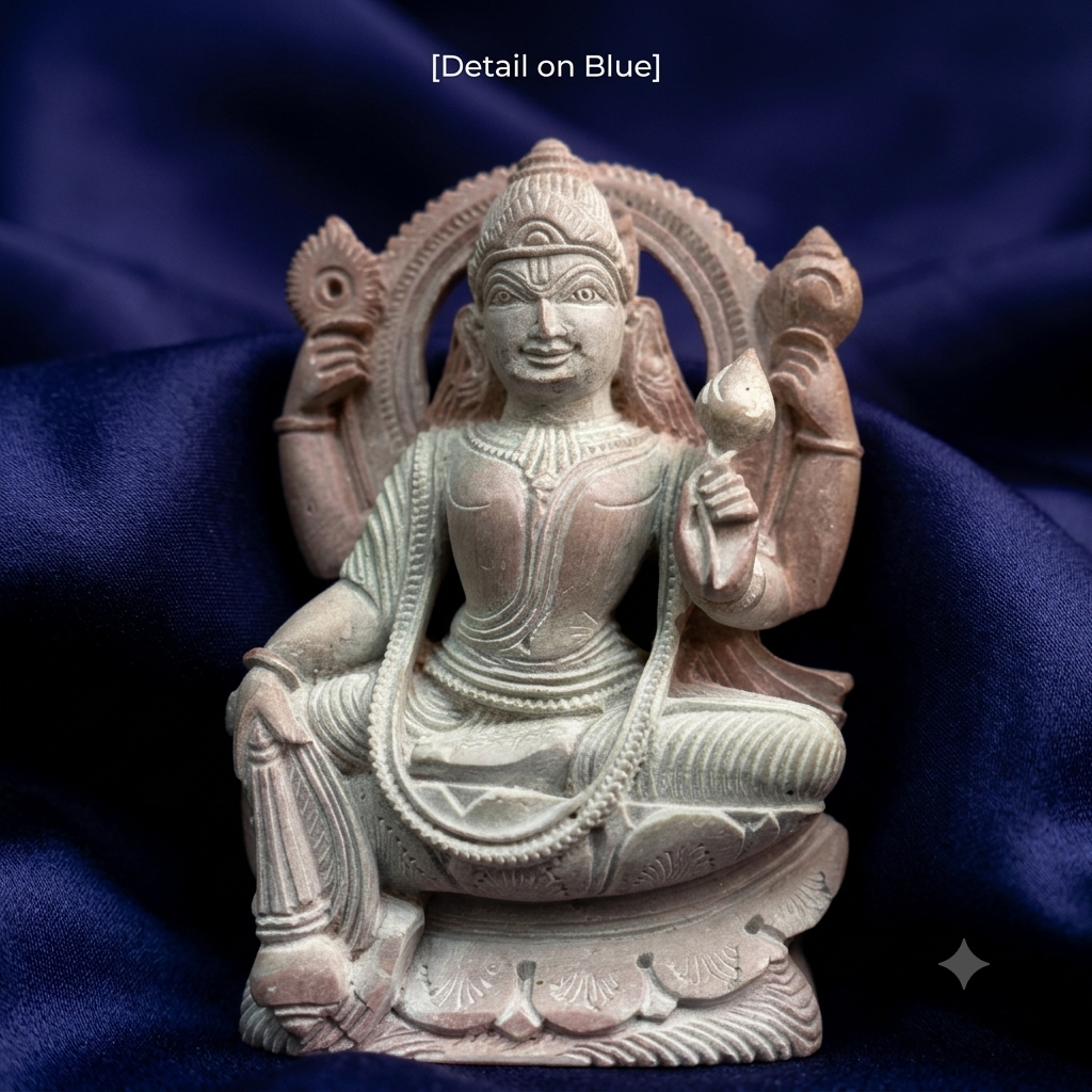 3 Inch Handcrafted Red Stone Goddess Lakshmi Idol | Mini Stone Statue for Home Temple & Décor