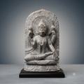 Handcrafted Red Stone Goddess Lakshmi Statue | Sitting on Lotus | Natural Red Sandstone Puja Idol & Home Décor