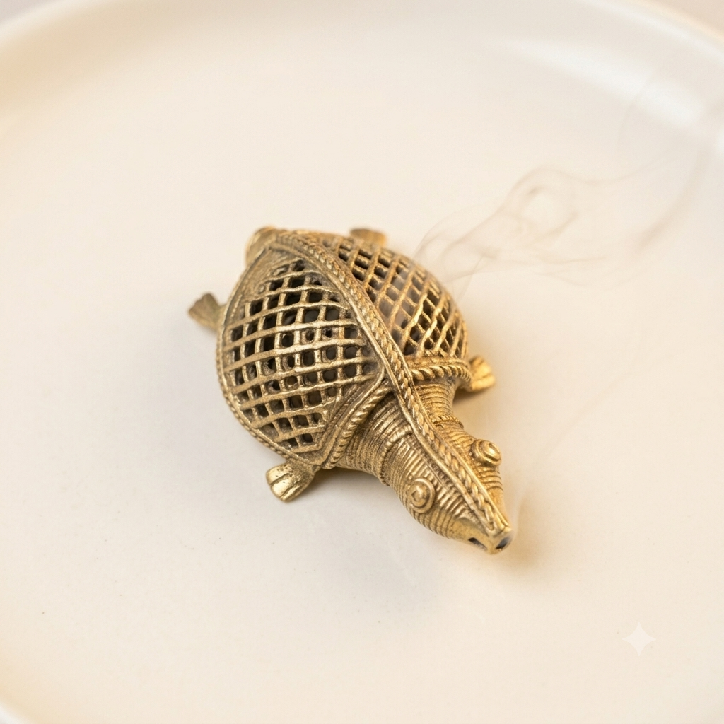 Handcrafted Brass Turtle Figurine | Dhokra Tribal Art | Handmade Brass Decor