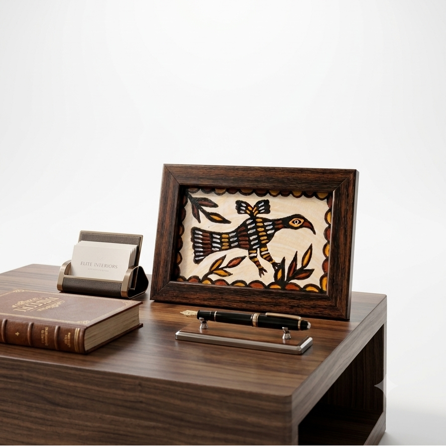 Handmade Sohrai Art Mini Frame – Traditional Tribal Folk Painting (4 x 6 Inch)