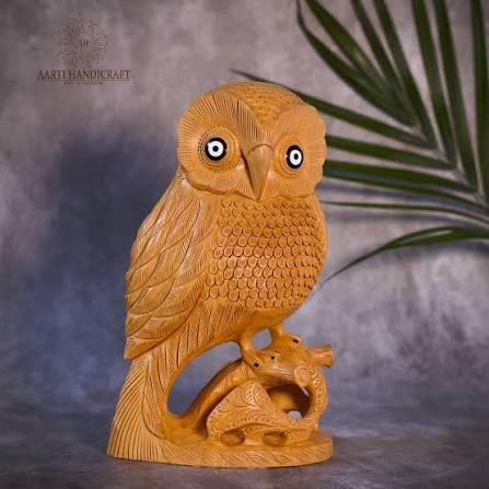 Wooden Hand-Carved Owl Showpiece – Jaipur Handicraft