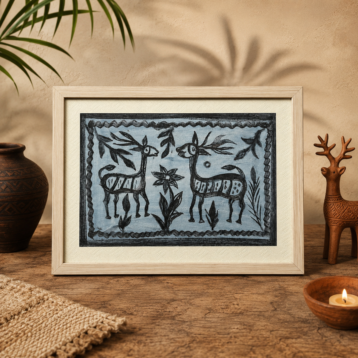 Khovar Tribal Art, Framed Folk Art from Jharkhand