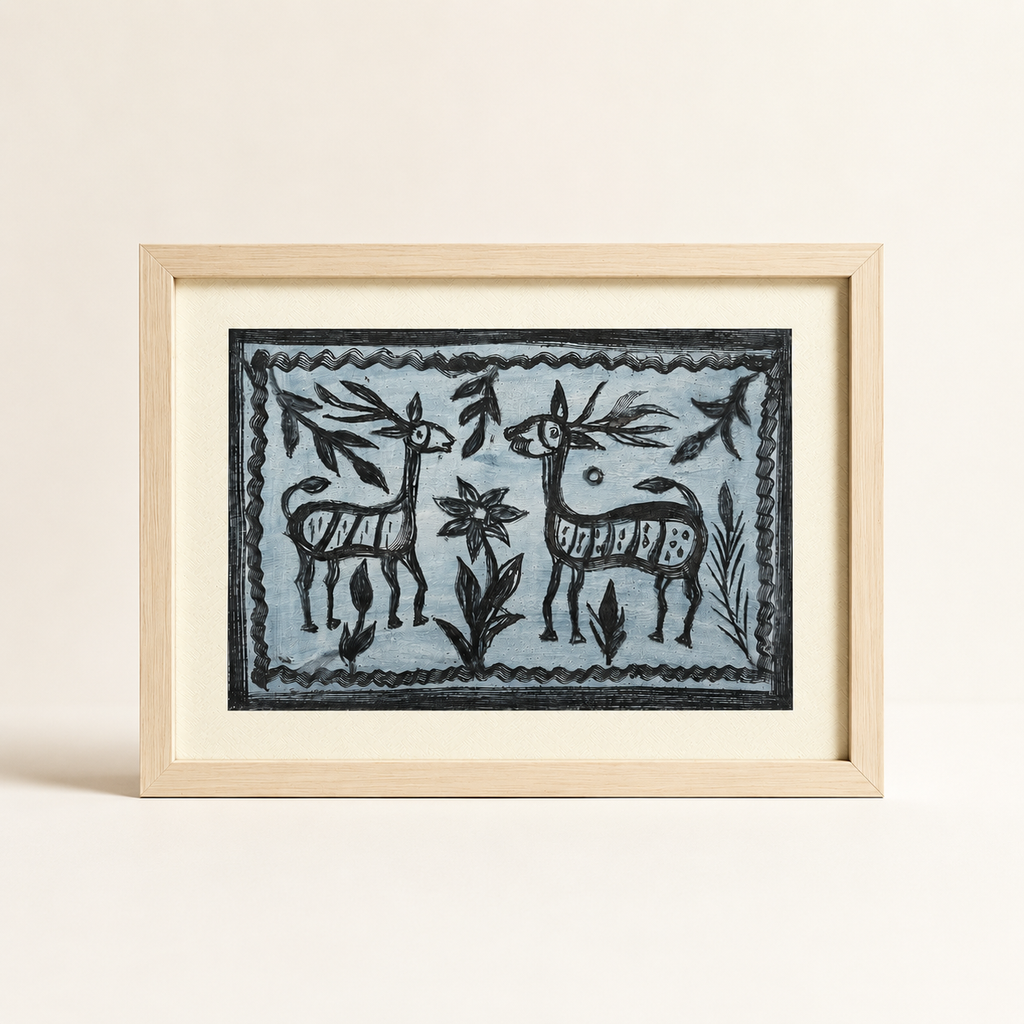 Khovar Tribal Art, Framed Folk Art from Jharkhand